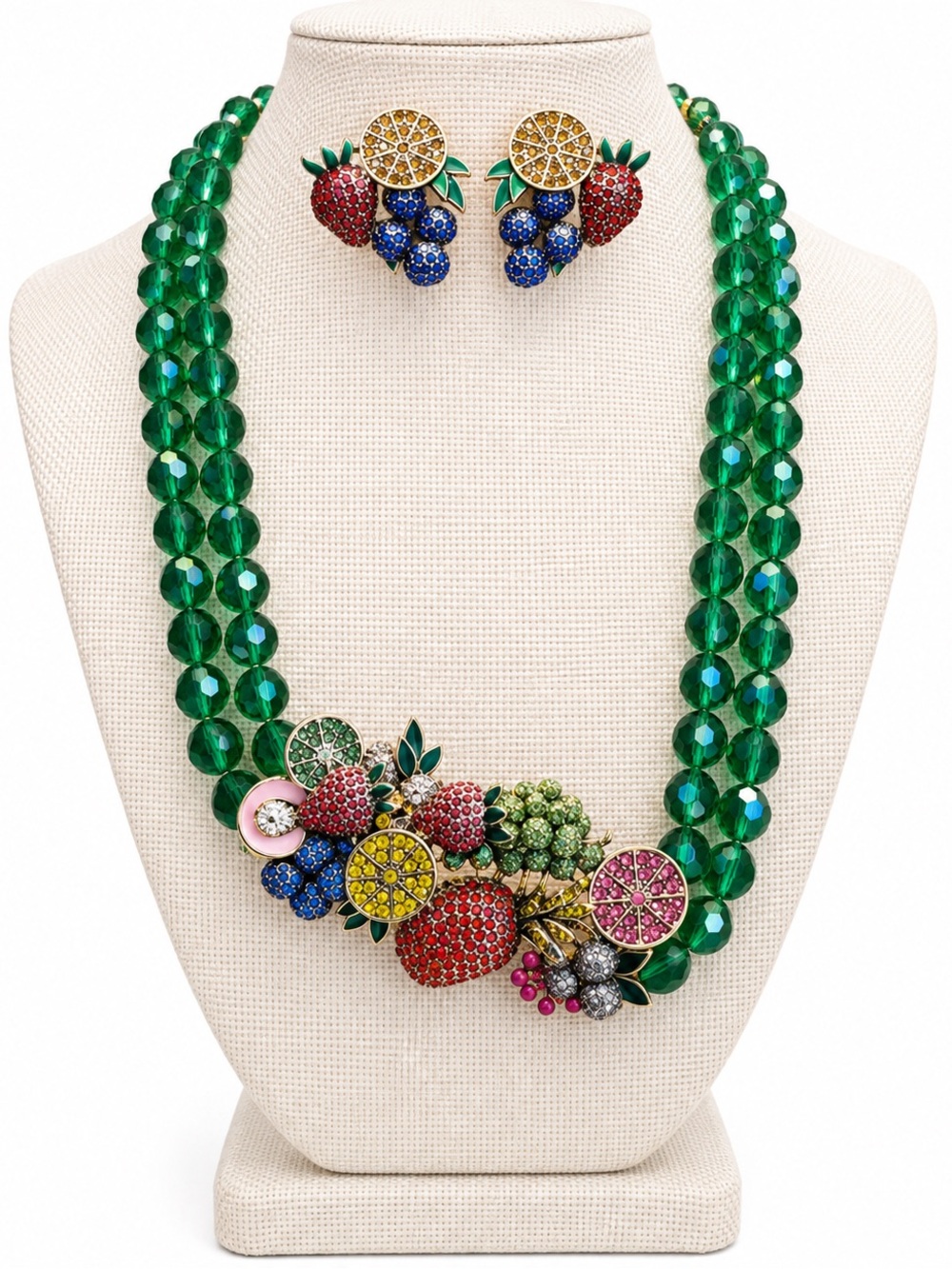 Heidi Daus, fruit statement, necklace, and earrings set
